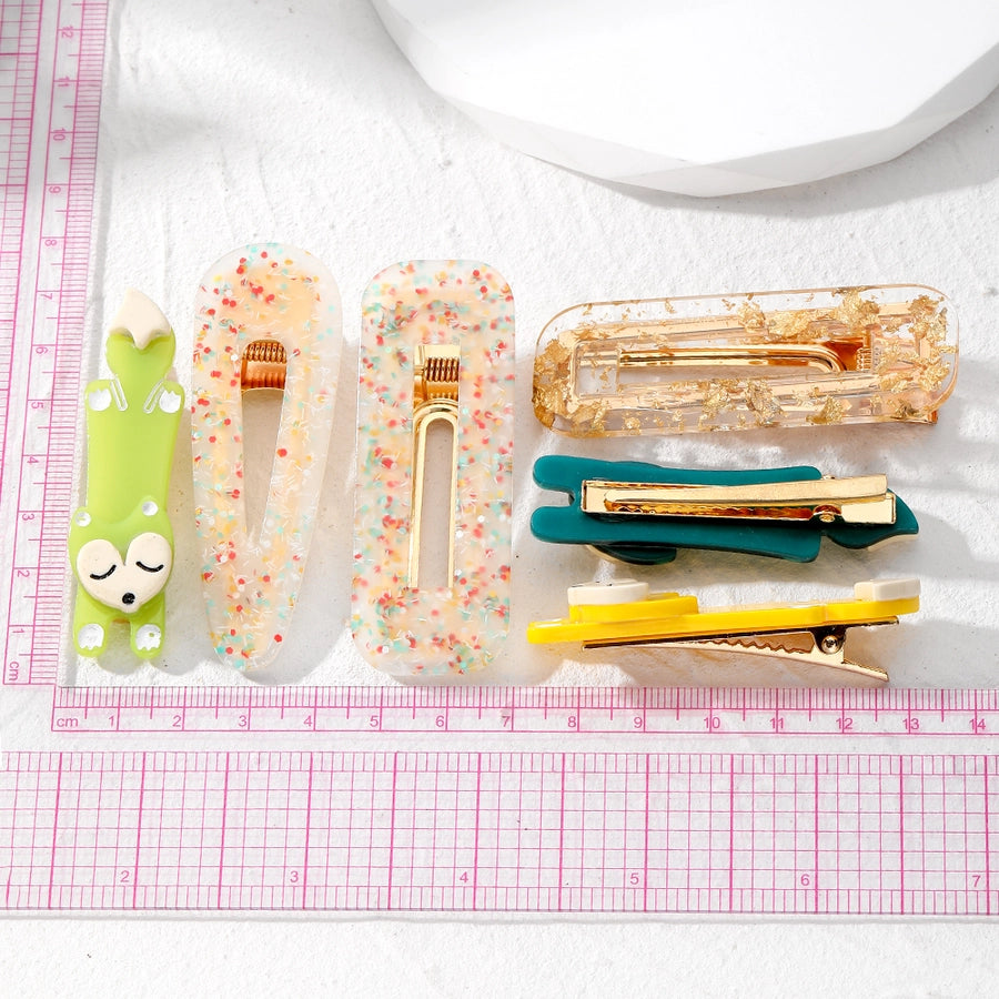 cute simple style korean style color block acetic acid sheets hair clip