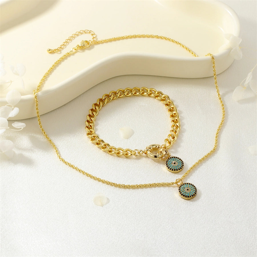 Jewelry Hip-Hop Eye Copper Zircon Inlay Bracelets Necklace