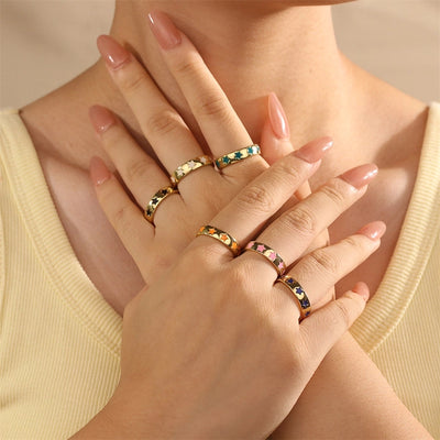 Jewelry Cute Pentagram Copper Enamel Open Rings