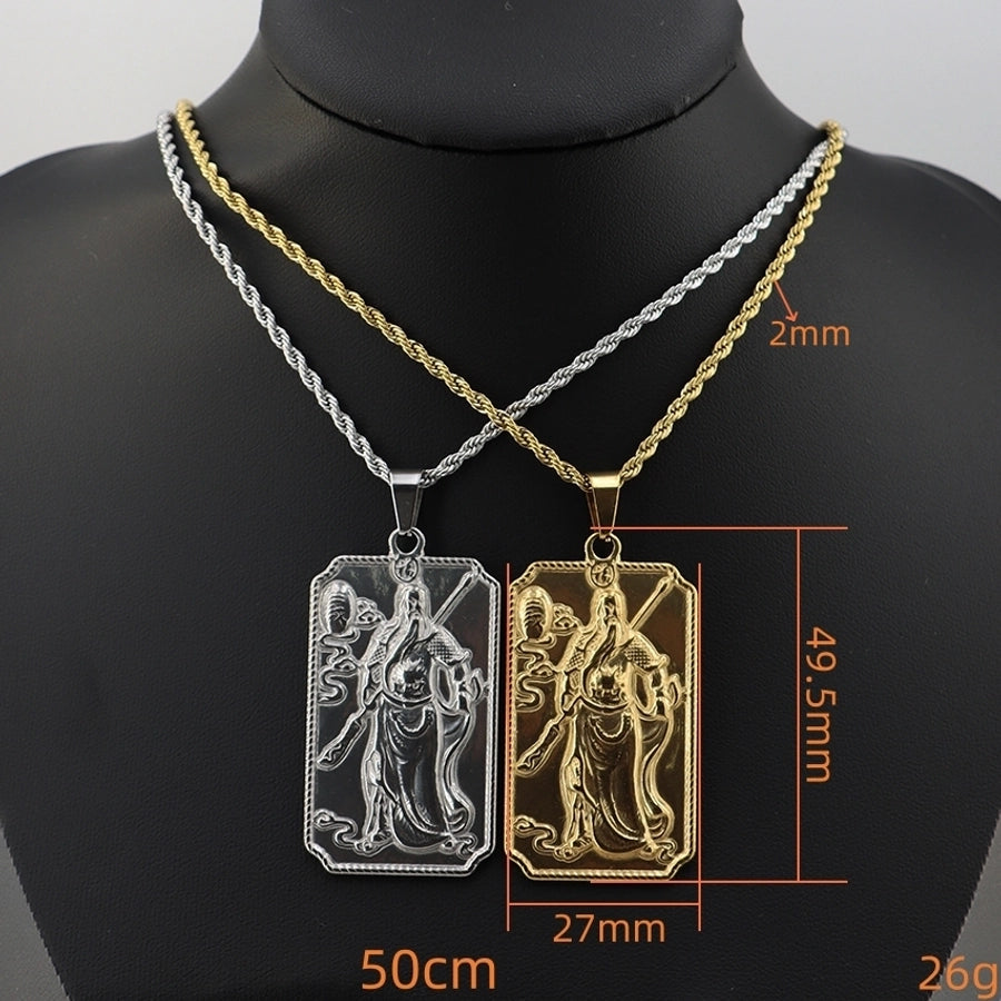 Jewelry Vintage Style Human 304 Stainless Steel Zircon Gold Plated Plating Inlay Pendant Necklace