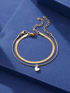 304 Stainless Steel Copper Inlay Heart Shape Zircon Bracelets
