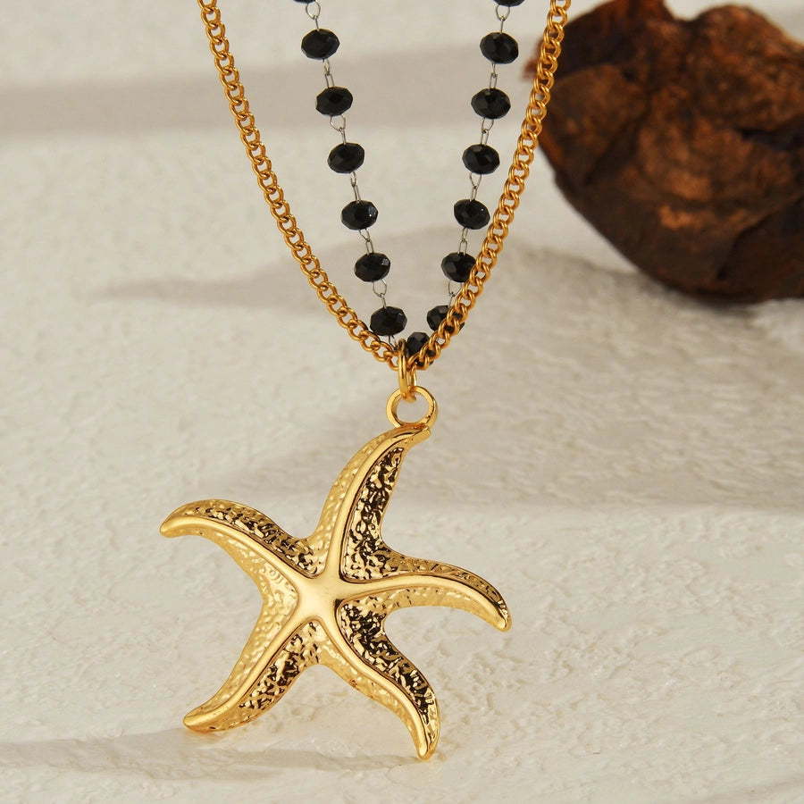 Jewelry Elegant Lady Cross Leaf Starfish 304 Stainless Steel Plating Necklace