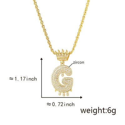 Copper Hemp flowers chain 18K Gold Plated Letter Zirconia Pendant Necklace