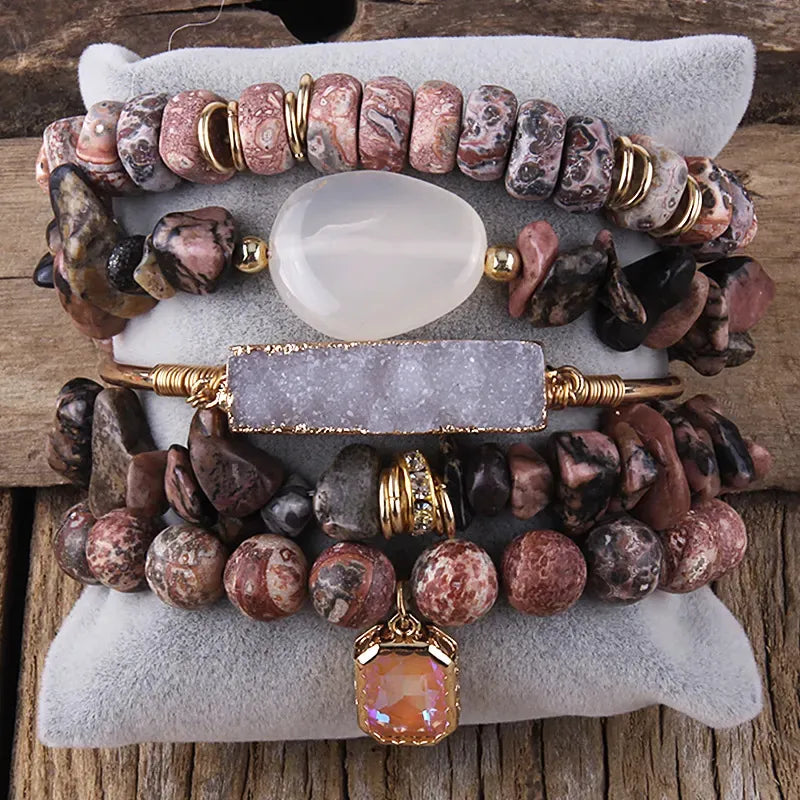 Vintage Style Simple Style Geometric natural stone Beaded Chain Bracelets In Bulk