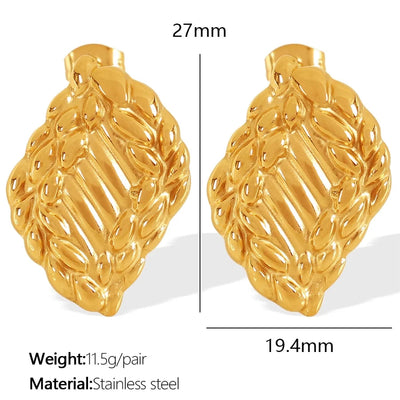1 Pair IG Style Retro Geometric Polishing Plating 304 Stainless Steel 18K Gold Plated Ear Studs