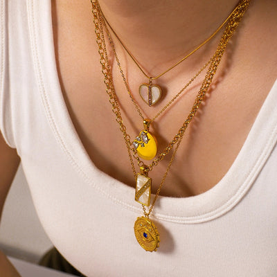 Jewelry IG Style Retro Devil's Eye Heart Shape Titanium Steel Plating Pendant Necklace