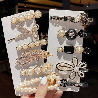 fashion classic barrettes simple inlay pearl bangs barrettes