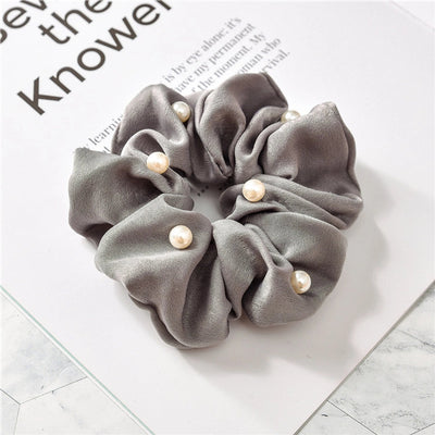 Women's Simple Style Solid Color Cloth Pearl Hair Tie