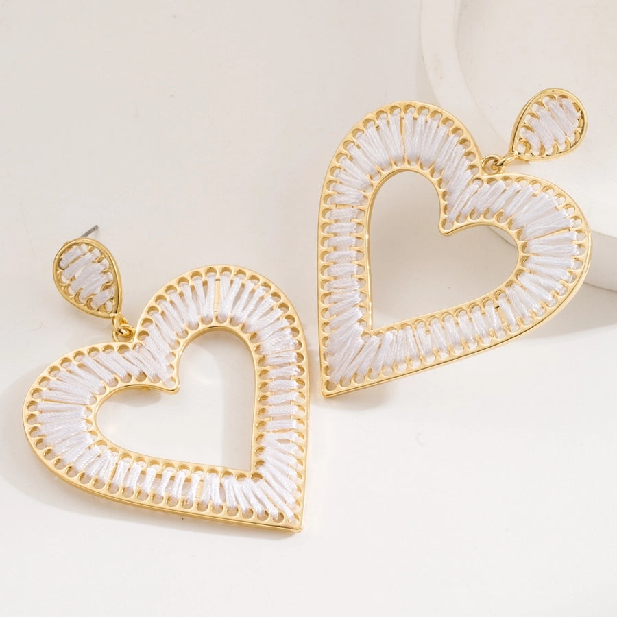 1 Pair Wedding Vacation Simple Style Heart Shape Alloy 16K Gold Plated Drop Earrings