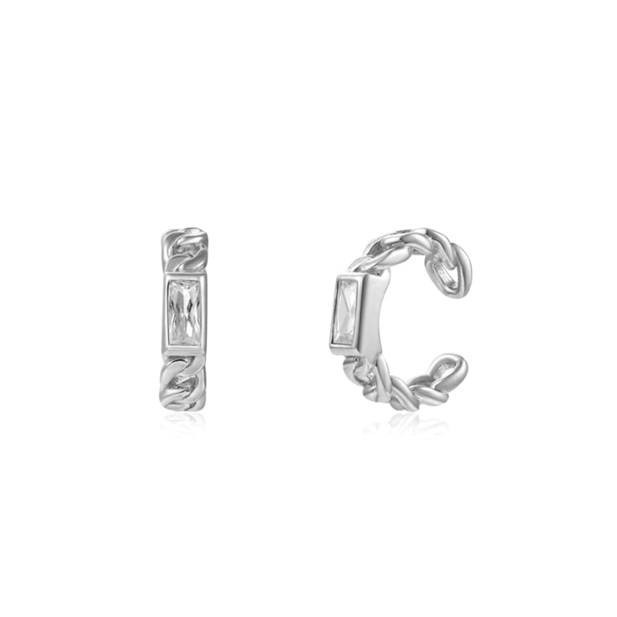 1 Pair IG Style French Style Geometric Copper Zircon 24K Gold Plated Hoop Earrings Ear Cuffs