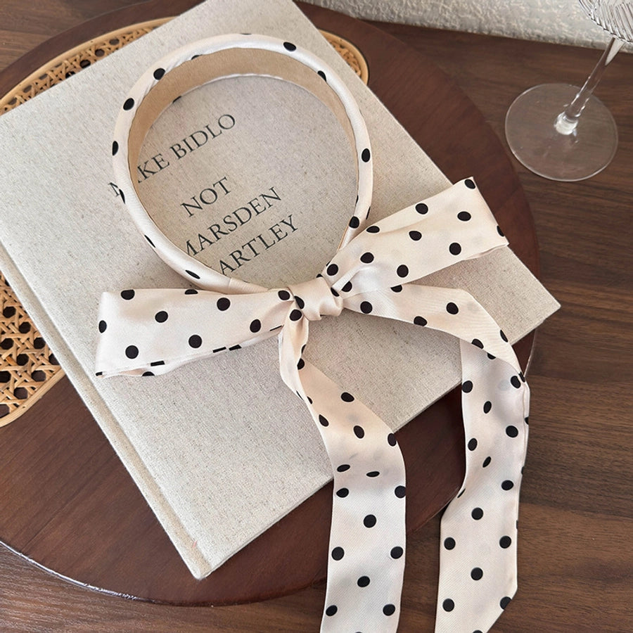 Women's Casual Elegant Artistic Polka Dots Bow Knot Cloth Hair Band