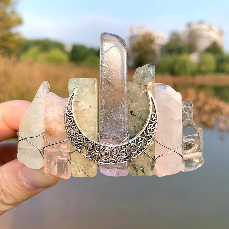 retro moon crystal plating hair clip 1 pair