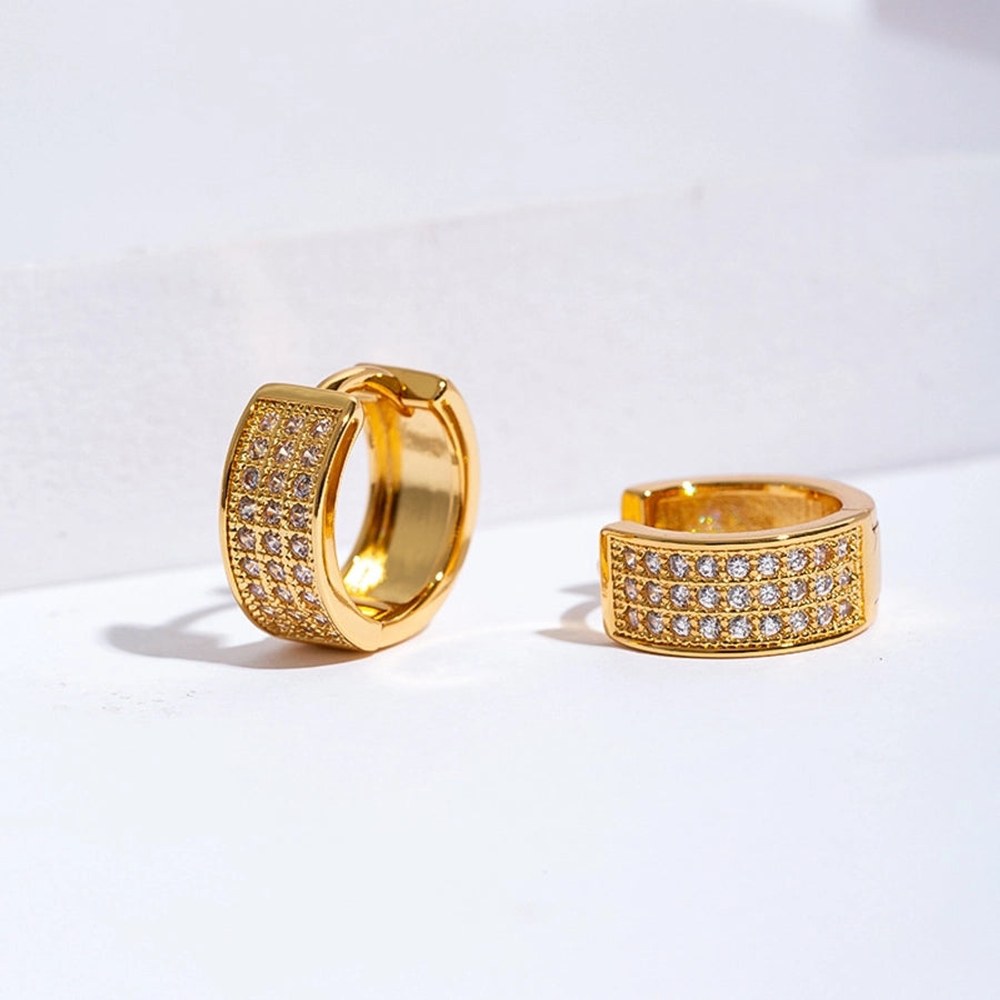 1 Pair Hip-Hop Streetwear Geometric Copper Zircon Earrings