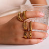 Jewelry Vintage Style Commute Geometric 304 Stainless Steel 18K Gold Plated Rings