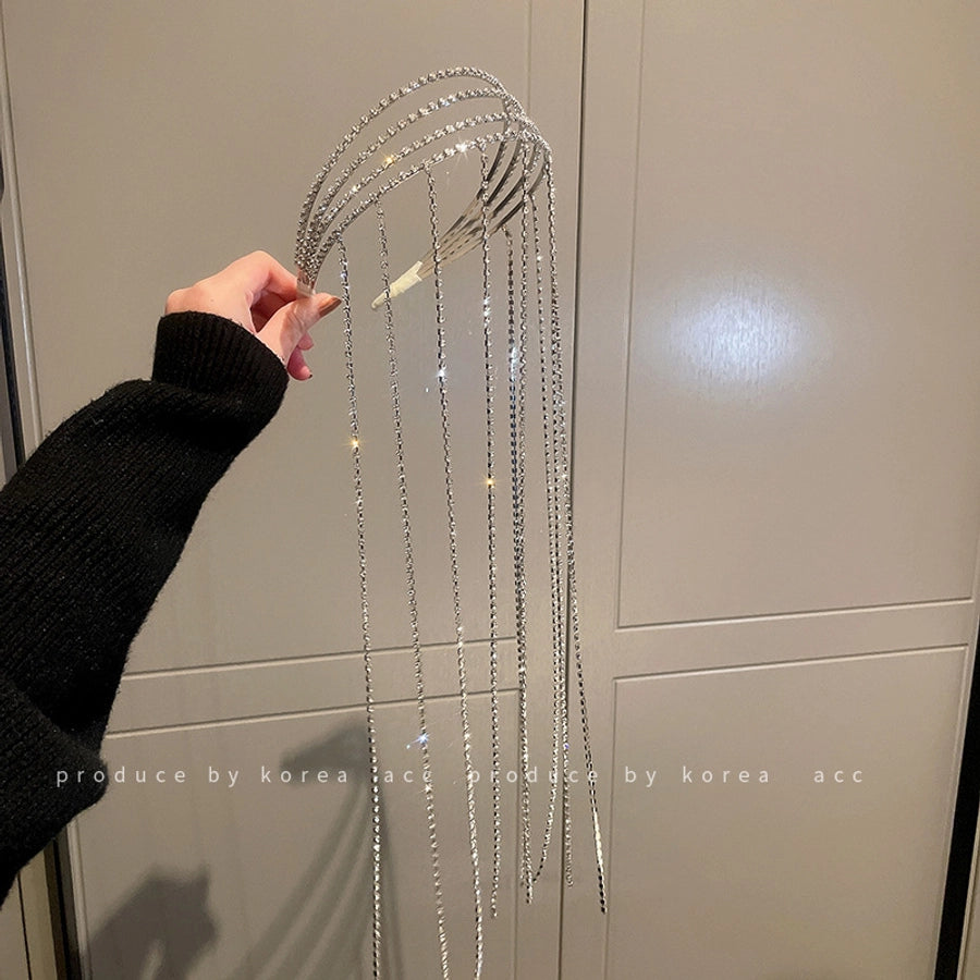 fashion geometric alloy tassel rhinestones hair band