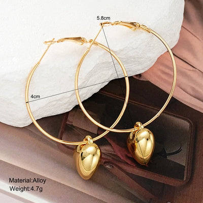 1 Pair Exaggerated Circle Heart Shape Plating Alloy Gold Plated Earrings