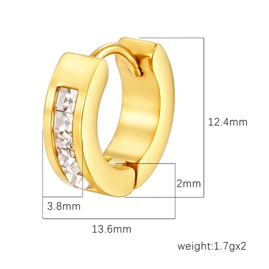 1 Pair Simple Style Solid Color Plating Inlay 304 Stainless Steel Zircon 18K Gold Plated Earrings