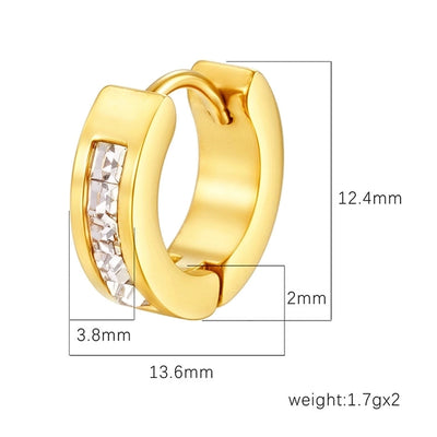 1 Pair Simple Style Solid Color Plating Inlay 304 Stainless Steel Zircon 18K Gold Plated Earrings