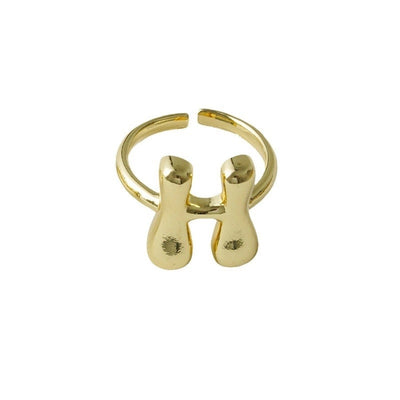 Copper Brass 18K Gold Plated Letter Open Rings