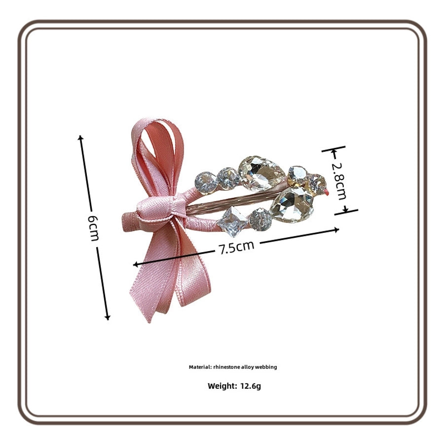 Korean Dongdaemun Hair Accessories Elegant Sweet Bow Rhinestone Hairpin Fashion Bangs Clip Side Clip Women's Side Hairpin