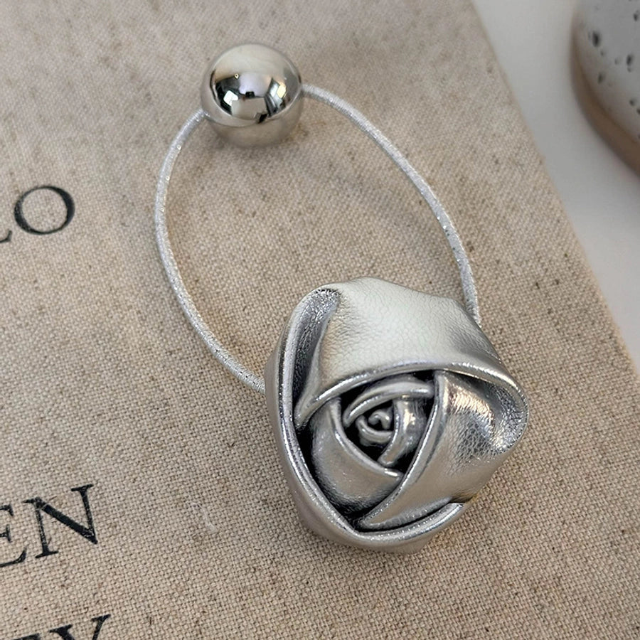 Women's Elegant Classic Style Artistic Flower Leather Hair Tie