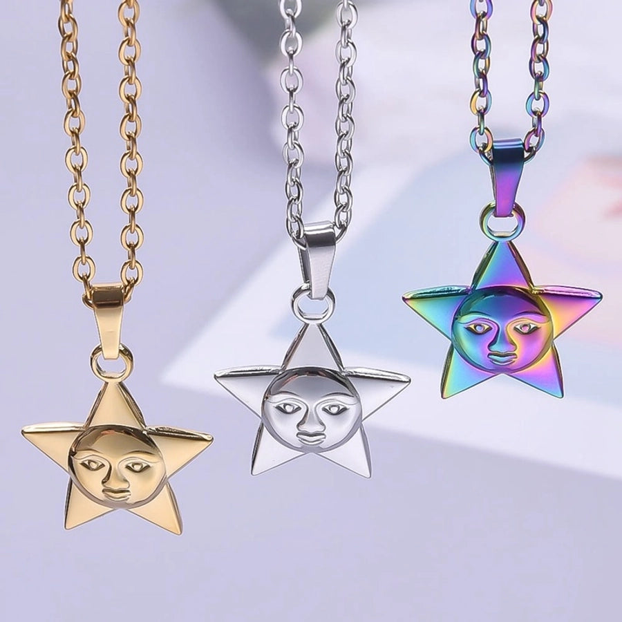 Jewelry Simple Style Pentagram 304 Stainless Steel Plating Pendant Necklace