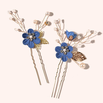 sweet flower alloy cloth hairpin
