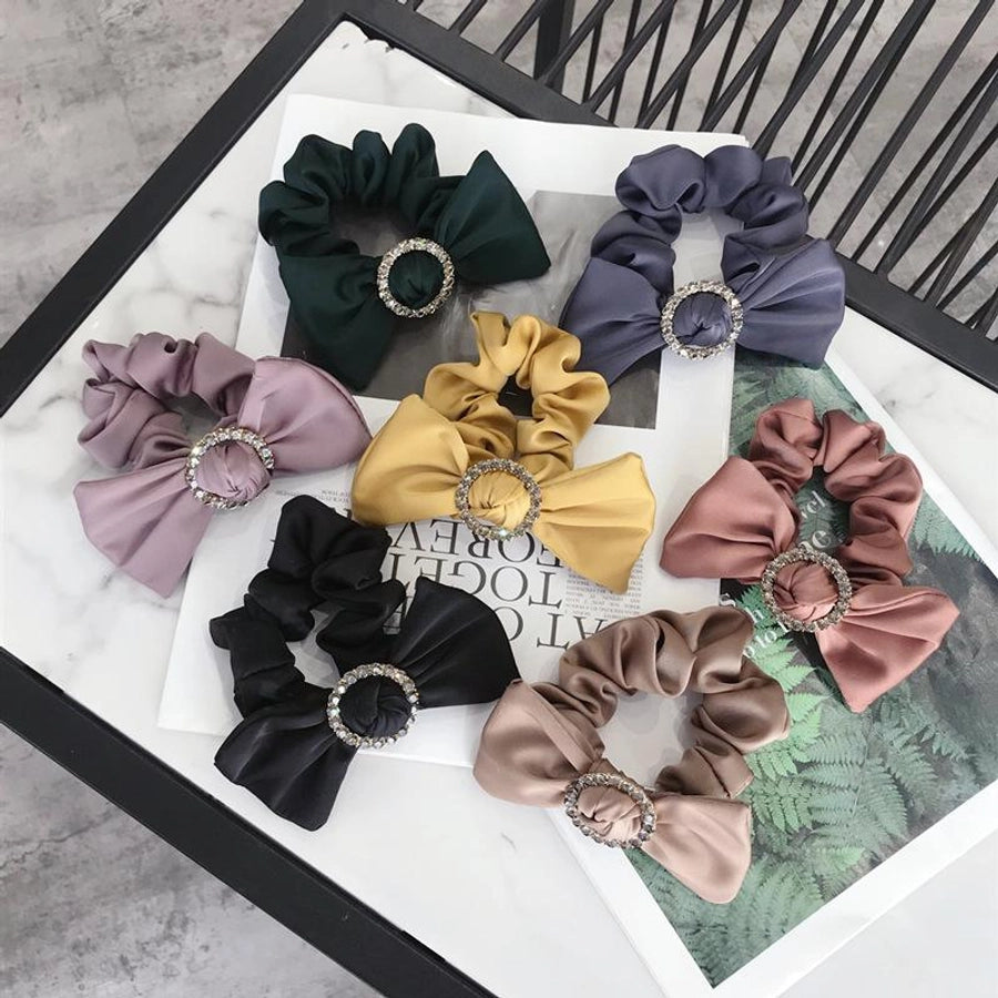 hair accessories korean simple high-end large bow diamond-studded high elastic hair rope hair band rubber band
