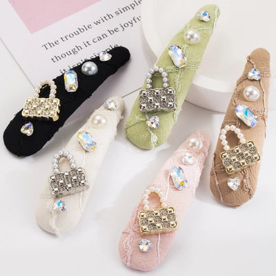 Women's Casual Vacation Classic Style Color Block Alloy Cloth Inlay Rhinestones Glass Pearl Hair Clip