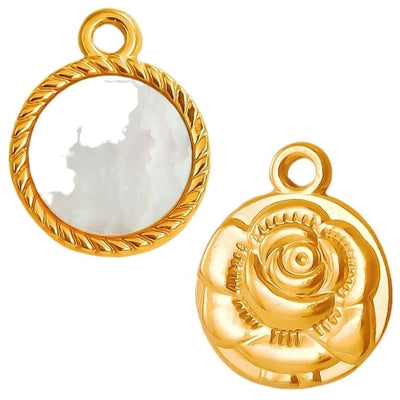 Jewelry Vintage Style Classic Style Round 304 Stainless Steel Shell Abalone Shell 18K Gold Plated Irregular Plating Charms Pendant Necklace