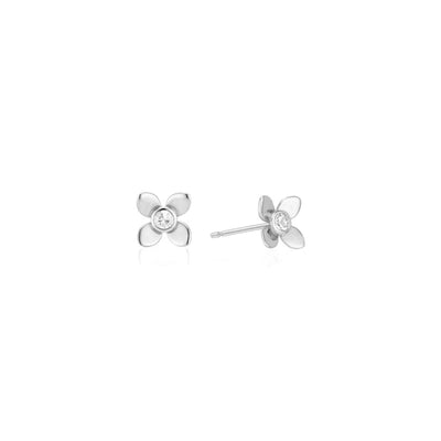 1 Pair Elegant Simple Style Geometric Flower Copper Zircon 24K Gold Plated Ear Studs