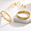 IG Style French Style Classic Style Devil's Eye 304 Stainless Steel 18K Gold Plated Zircon Bracelets Bangle In Bulk