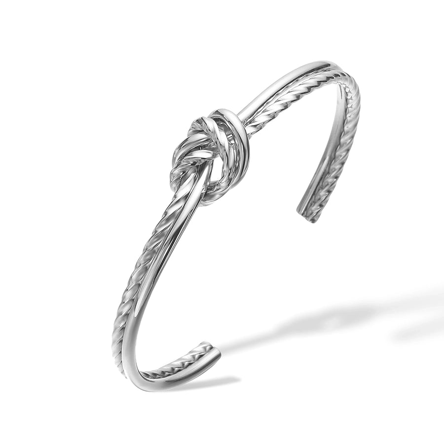 Retro Simple Style Commute Knot 304 Stainless Steel Cuff Bracelets In Bulk