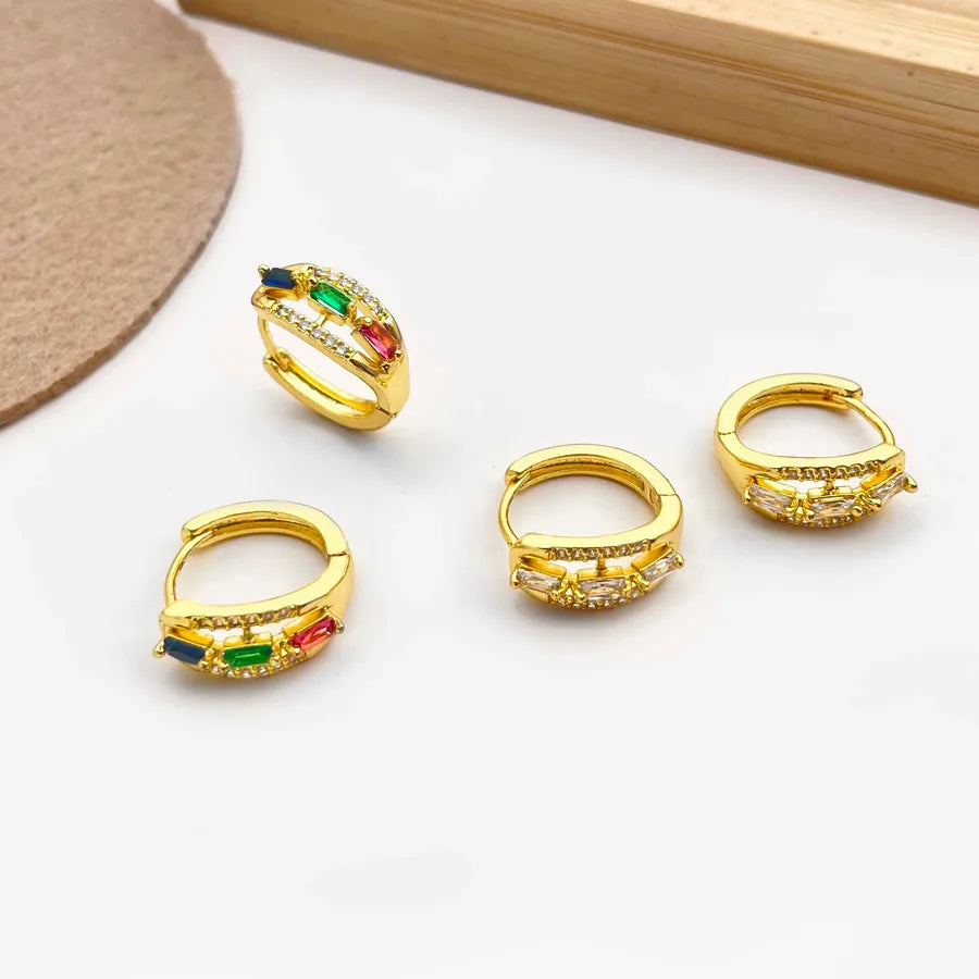 1 Pair IG Style Simple Style Geometric Plating Inlay Copper Zircon Earrings