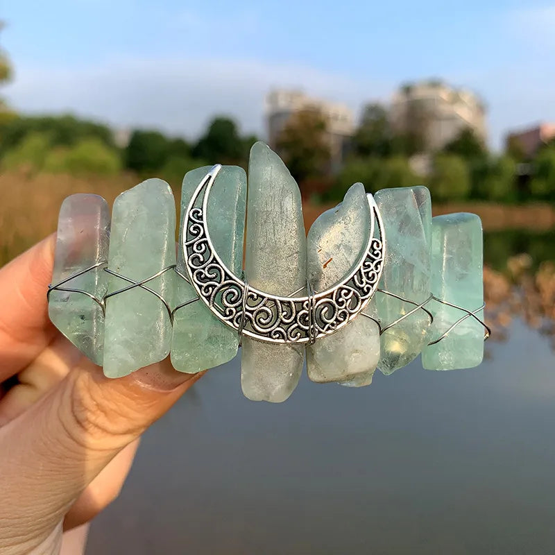 retro moon crystal plating hair clip 1 pair