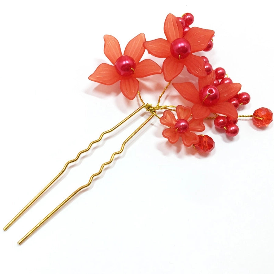 elegant bridal flower arylic imitation pearl hairpin