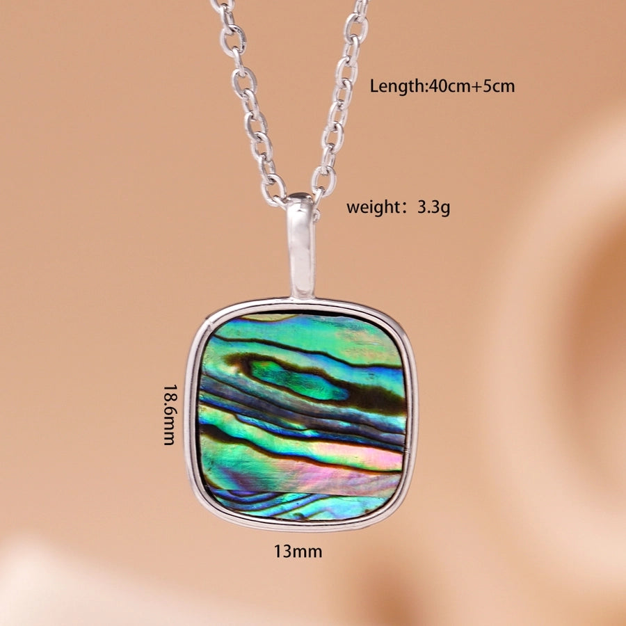 Jewelry Simple Style Geometric 304 Stainless Steel Copper Shell Inlay Pendant Necklace