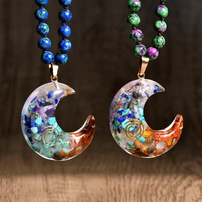 Vintage Style Ethnic Style Moon natural stone Pendant Necklace In Bulk