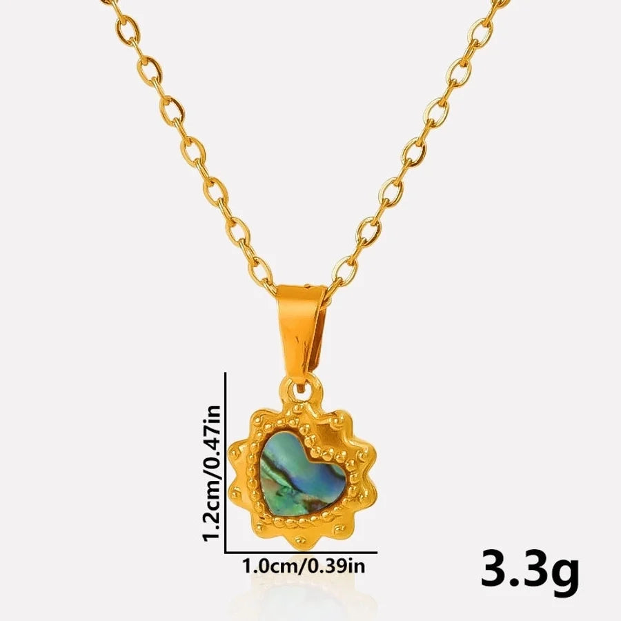 Jewelry Vintage Style Classic Style Heart Shape 304 Stainless Steel Shell Abalone Shell 18K Gold Plated Irregular Plating Pendant Necklace