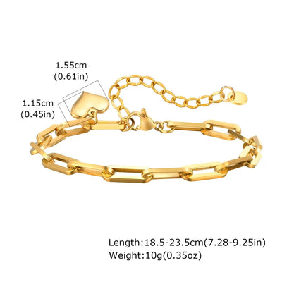 IG Style Heart Shape 201 Stainless Steel 18K Gold Plated Bracelets In Bulk