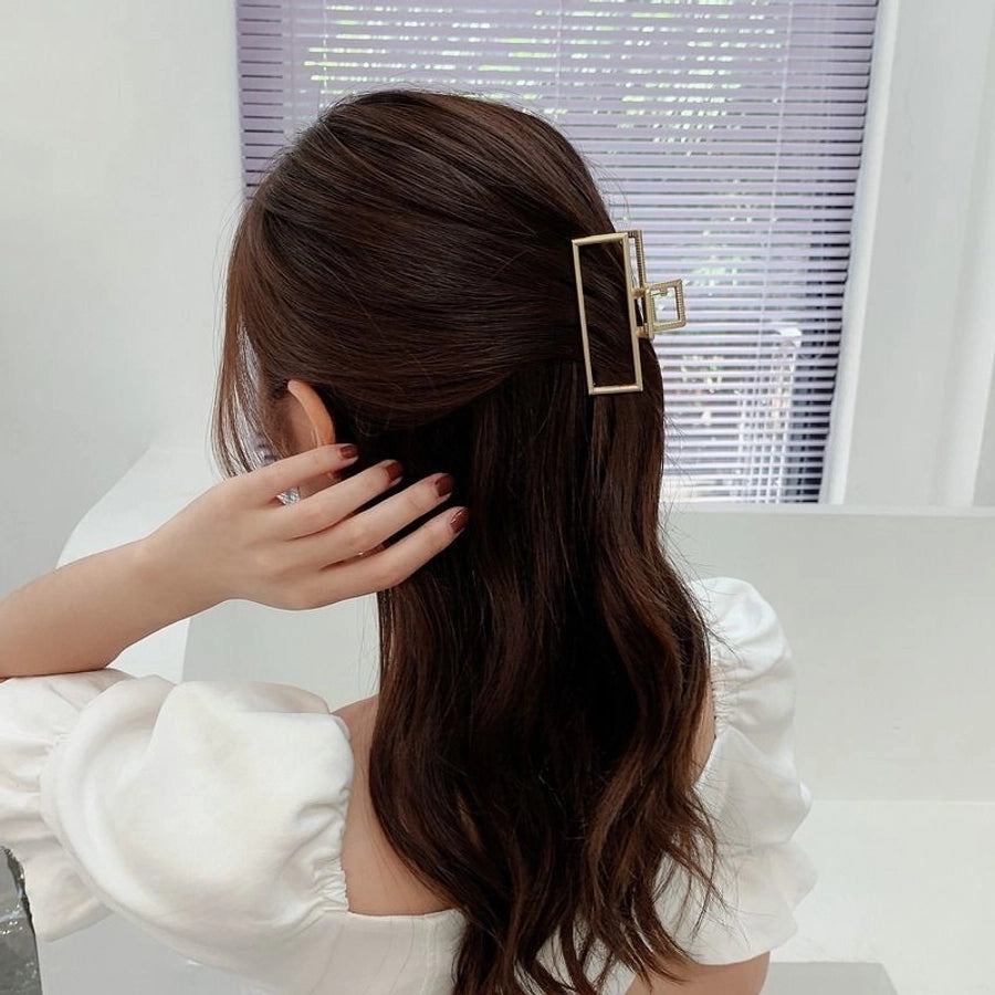 retro solid color alloy plating hair claws 1 piece