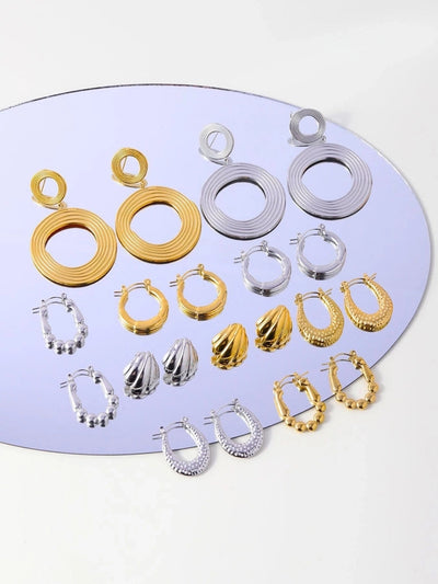 1 Pair Streetwear Geometric 304 Stainless Steel 18K Gold Plated Earrings