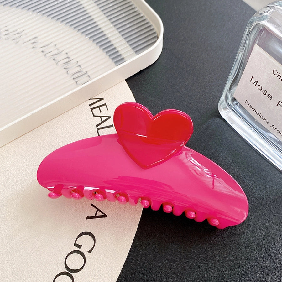 Women's Simple Style Heart Shape Plastic Resin Hair Claws