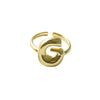 Copper Brass 18K Gold Plated Letter Open Rings