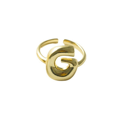 Copper Brass 18K Gold Plated Letter Open Rings