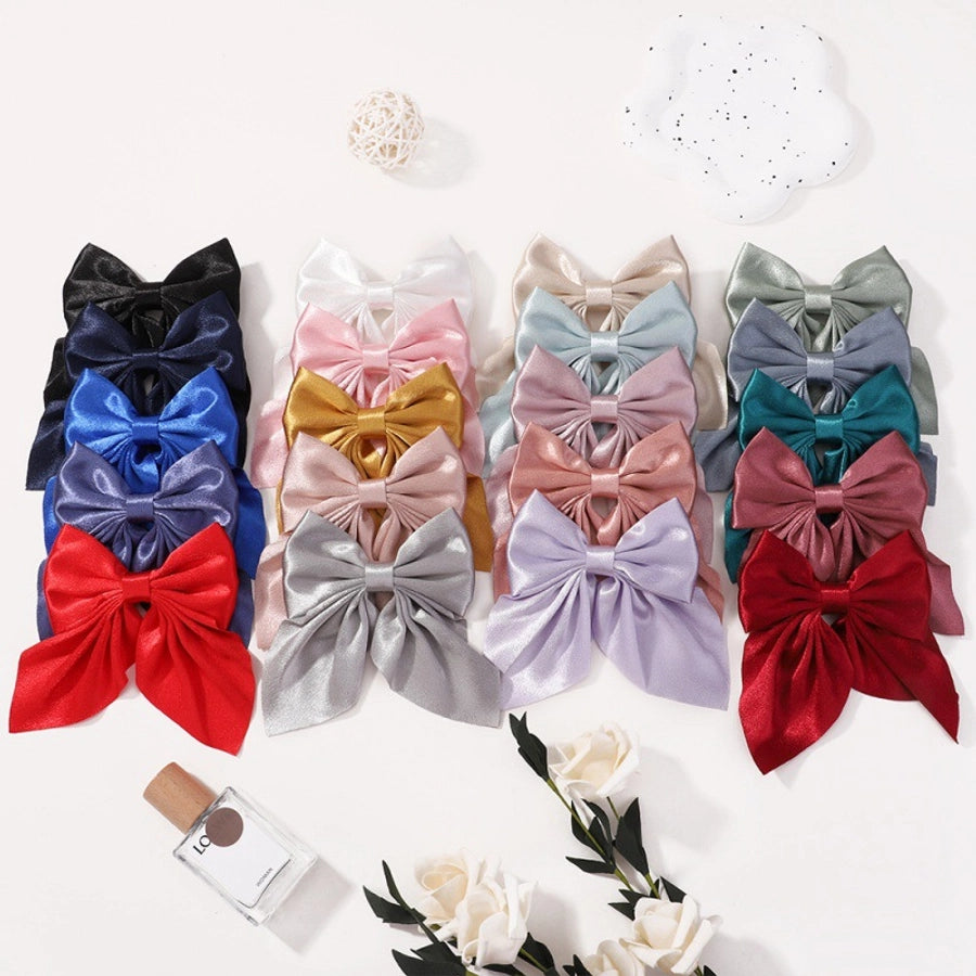 Girl'S Sweet IG Style Bow Knot Yao Ming Polyester Ribbed Band Hair Clip