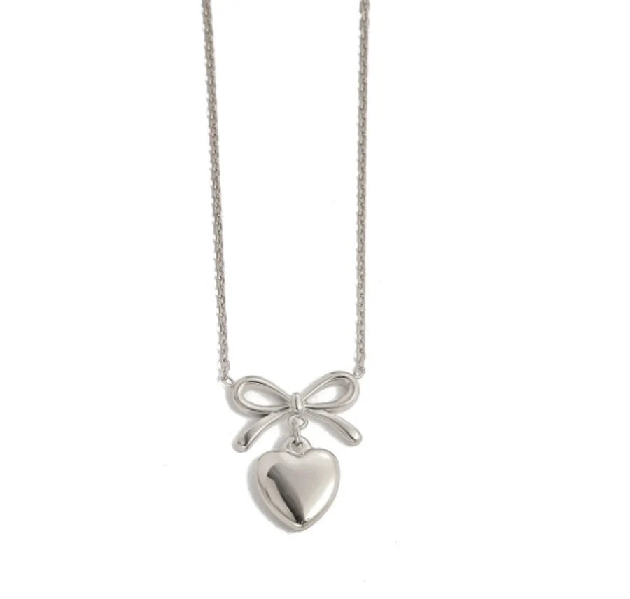 Jewelry Simple Style Heart Shape 304 Stainless Steel Zircon 18K Gold Plated Pendant Necklace