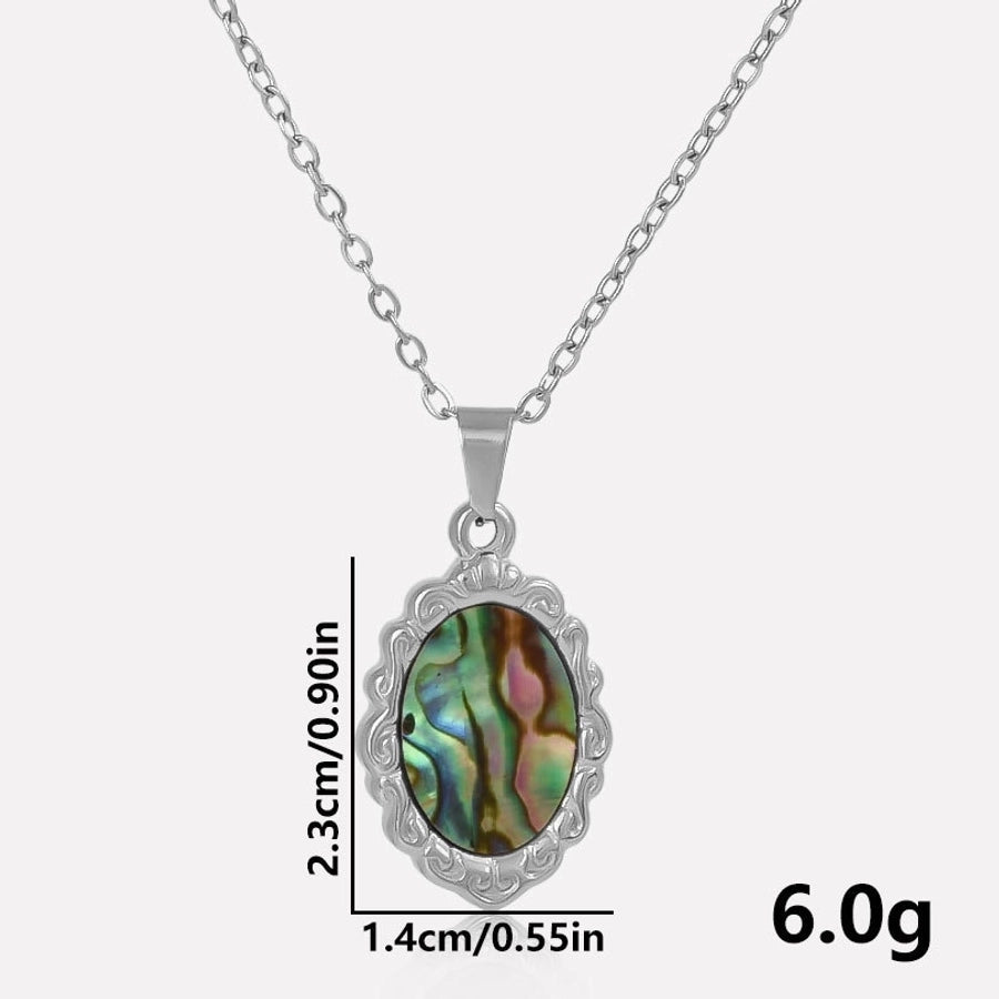 Jewelry Vintage Style Classic Style Oval 304 Stainless Steel Shell Abalone Shell 18K Gold Plated Irregular Plating Pendant Necklace