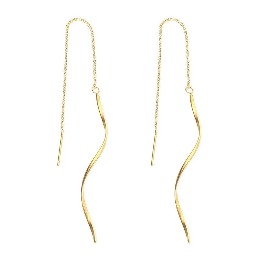1 Pair Sweet Simple Style Classic Style Solid Color Plating 304 Stainless Steel 18K Gold Plated Ear line