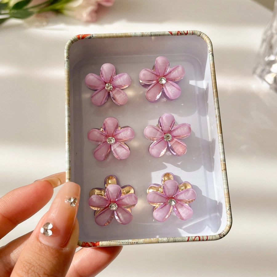 sweet flower imitation pearl alloy resin handmade hair clip